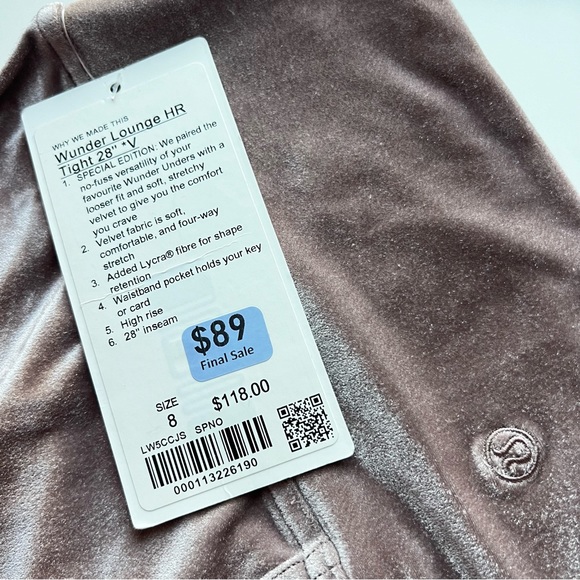 Lululemon Wunder Lounge High Rise Tight 28" Velvet size 8 Spanish Oak SPNO - Picture 5 of 5